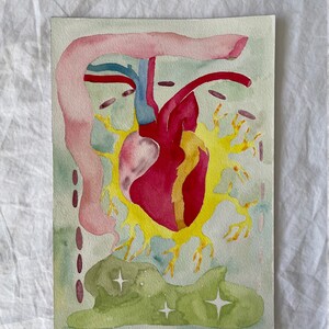 Anatomical Heart Abstract Watercolor ORIGINAL