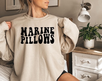 Marine Pillows, Marine Girlfriend, Marine Wife Crewneck, Marine Corps Shirt, Blue Collar Wife Gifts, Marine Partner Wear, Women Marine Tee
