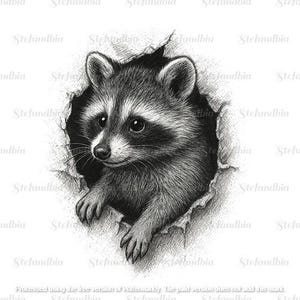 Raccoon Peeking Out of Hole SVG PNG DXF –  Woodland Animal Clipart for Cricut