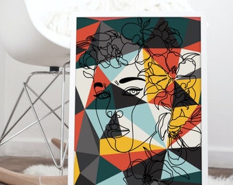 Retro Muster Wanddruck, Digitaler Download Druck, Retro Wand Dekor, große druckbare Kunst, herunterladbare Drucke