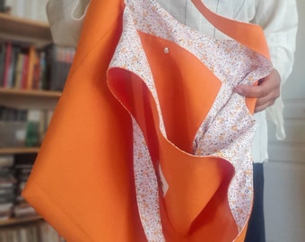 Reversible, cotton hobo bag for women. Has a big pocket inside. Great as a best friend gift.