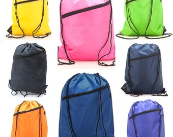 Plain Coloured Drawstring Back To School, PE, Sports, Gym, Football, Swimming, Backpack Bag