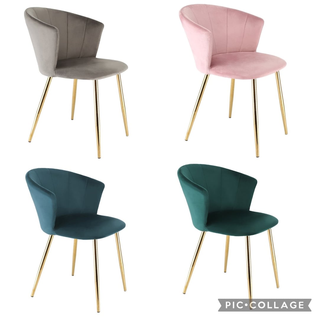 Velvet Dining Kitchen Chairs Dressing Room Accent Grey, Pink, Teal