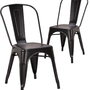 Metal Matte Black Bistro Kitchen Dining Chairs for Home Restaurant 2 pack 4 pack
