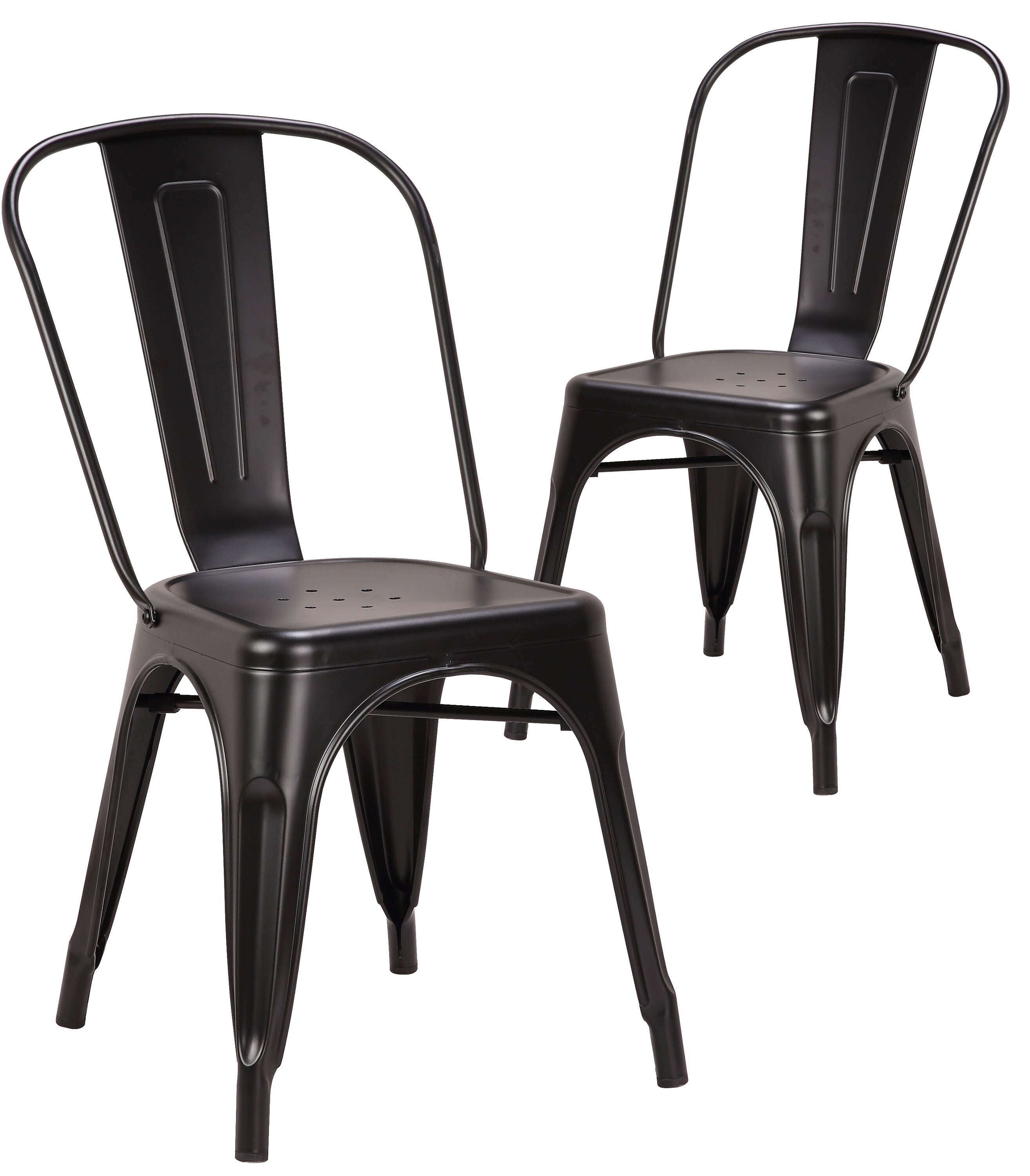 Distressed black store metal chairs