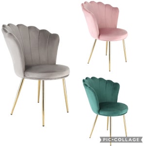 Pink, Grey Green, Taupe Velvet Accent Chair With Petal Back Armchair Gold Metal Legs