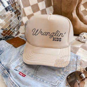 Wranglin’ Kids Trucker Hat • Otto Cap • Western Mom Hat • Country Mama Trucker • Rope Script Hat • Farm Mom Gift • Neutral Mom Hat