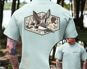 Camo Duck Hunting T-Shirt | Mallard Flight Outdoor Tee | Front & Back Design | Waterfowl Shirt for Men | Southern Outdoors Graphic Tee
