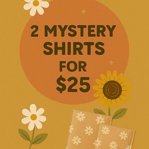 2 t-shirts graphiques mystères pour 25 personnes | Lot de chemises Surprise | Modèles Été, Vie de maman, Western, Sports et bien plus | Sac à main pour t-shirt pour femme