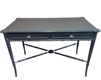 Baker Lacquered Faux Bamboo 2-Drawer Desk - Stunning!