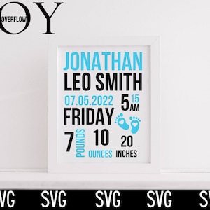 Svg Birthstat Gift, New Born Svg, Birth Announcement Svg, Baby Onesie Svg, Baby Feet Svg, Baby Boy Stats Svg, Infant Stats Svg, Popular Svg