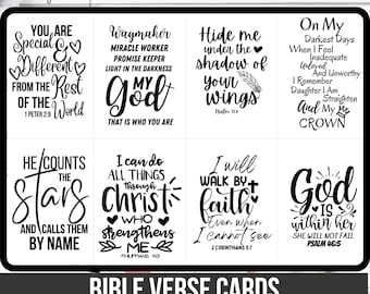 Motivational Note Cards, Mini Scripture Cards, Bible Journaling, Downloadable Scripture Cards, Bible Memory, Printable Scripture Cards