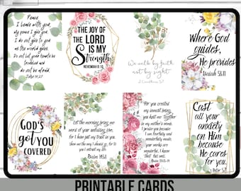 Floral Bible Verse Set Of 24, Christian Note Cards, Scripture Note Cards, Lunchbox Cards, Pocket Cards, Religious Card, Encouragement Cards