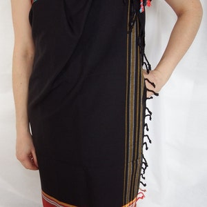 Kikoy | Black & Red Stripe, Traditional handmade cultural wrap around, unnisex, body wrap, sarong