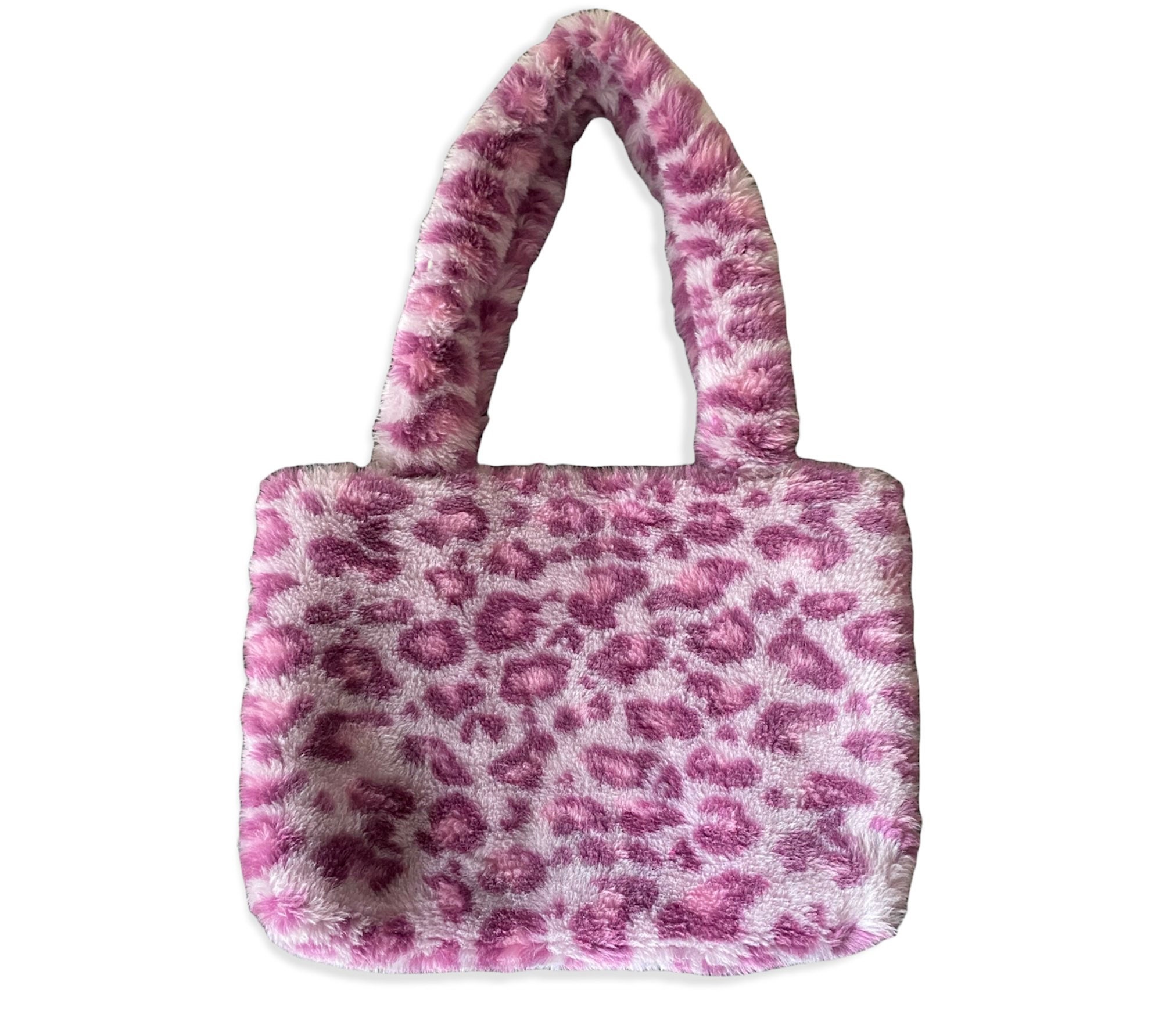 fluffy pink leopard print bag