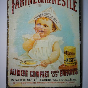 Farine Lagtee NESTLE, nostalgisches Blech-Werbeschild Bild 1