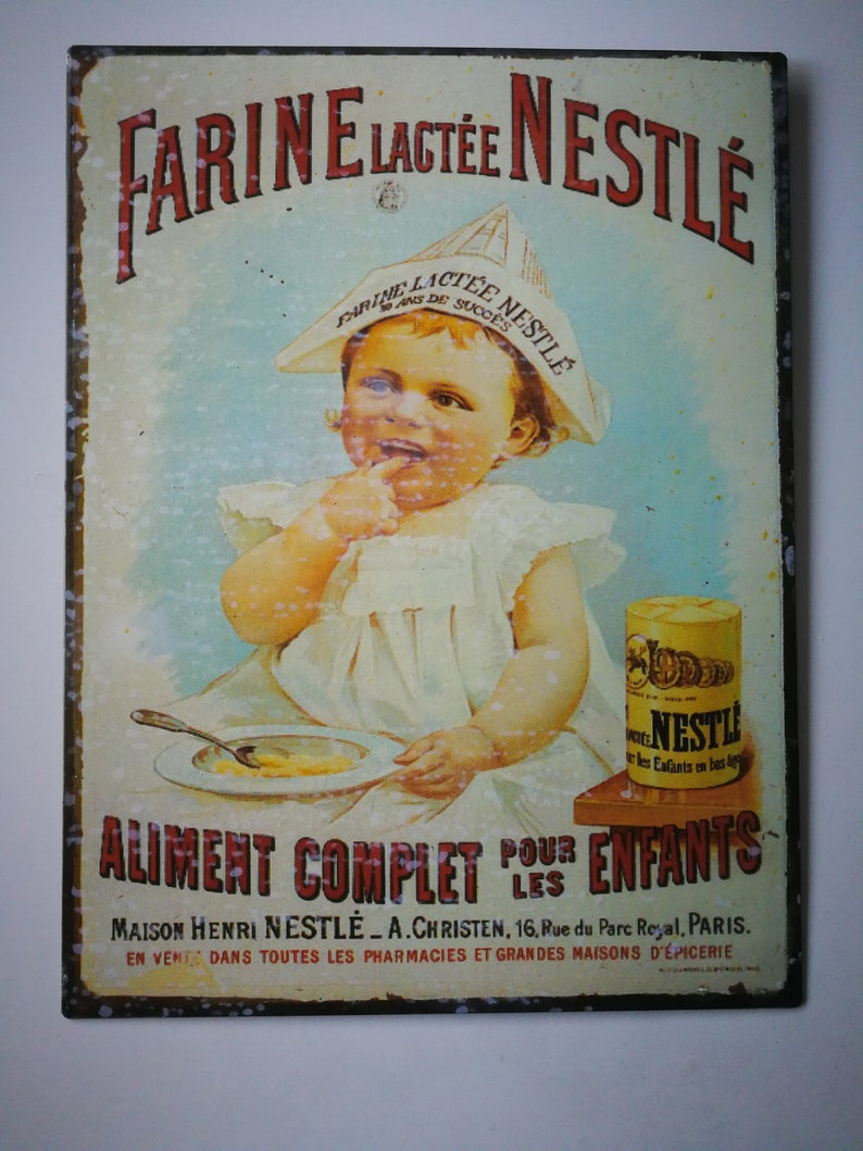 Farine Lagtee NESTLE, nostalgisches Blech-Werbeschild Bild 1