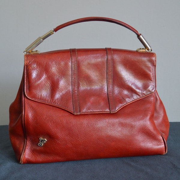 Rotbraune Vintage Damen-Lederhandtasche