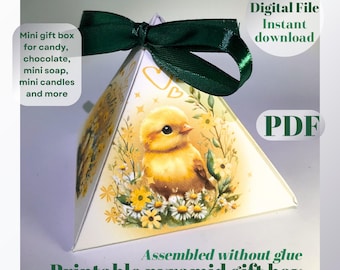 Easter Mini Pyramid DIY Gift Box Printable Template (PDF Download)