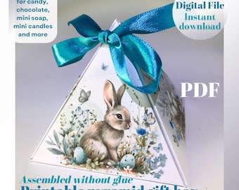 Easter Mini Pyramid DIY Gift Box Printable Template (PDF Download)