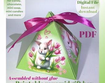 Printable Easter Mini Pyramid Gift Box Template (PDF)