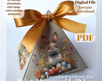 Easter Mini Pyramid DIY Gift Box Printable Template (PDF Download)
