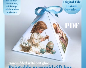 Printable Easter Mini Pyramid Gift Box Template (PDF)