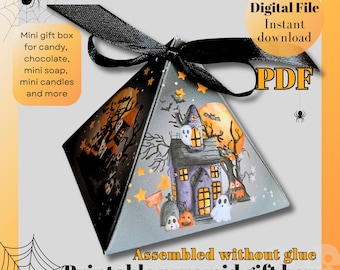 Halloween Mini Pyramid Treat Box Template : Printable DIY Party Favor (Digital Download PDF)