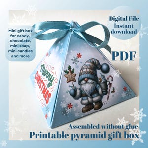 Christmas Gnome Pyramid Mini Gift Box: DIY Printable Party Favor (PDF)