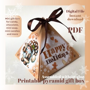 Christmas Gnome Pyramid Box: Printable DIY Party Favor (Digital Download)