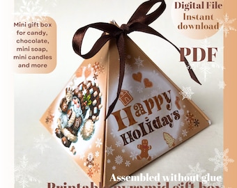 Christmas Gnome Pyramid Box: Printable DIY Party Favor (Digital Download)