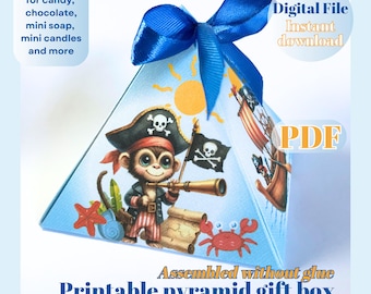 Pirate Party Favor Box: Printable DIY Mini Pyramid Box (PDF)