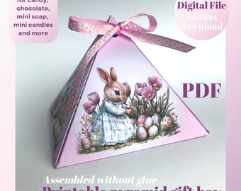 Printable Easter Bunny Mini Pyramid Box: DIY Party Favor (PDF)
