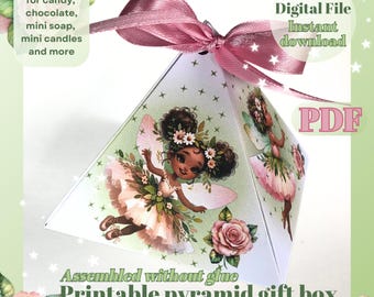 Fairy Party Favor Box Template: Printable Mini Pyramid Gift Box (PDF Download)