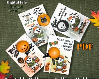 Printable Halloween Ghost Lollipop Holders, Party Favors (PDF)