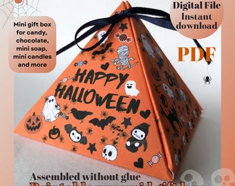 Printable Halloween Mini treat box Halloween Party Favor Box DIY Pyramid Gift Box Template Digital Download PDF