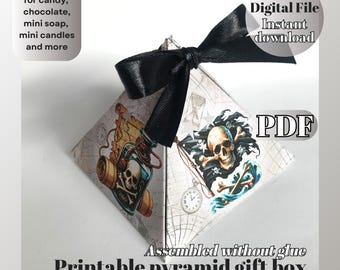 Pirate Party Favor Box: Printable DIY Mini Pyramid Box (PDF Download)