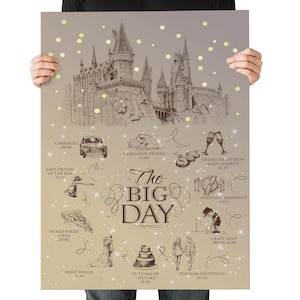 Magical Wizard Castle Order of the Service Fully personalised Harry Wedding Potter Timeline | Wedding Itinerary | Timings Sign | Hogwarts