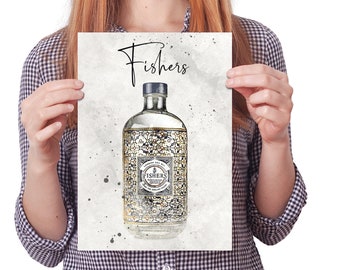 Gin Wedding Table Numbers, Illustrated Gin Bottle, A5 (Digital Download)
