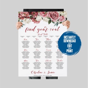 Dusty Rose wedding Wedding Decor | Summer Wedding Seating Chart | Wedding Printables | Rose Gold wedding Country Wedding | Instant download