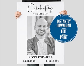Editable Funeral Welcome Sign, Celebration of Life (Digital Download)