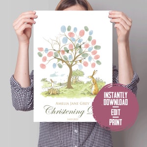 Download Editable Guess How Much I Love You Nursery Book Christening Baptism Naming Day Fingerprint Tree Gift Ideas