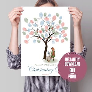 Peter Rabbit Mr Fox Download Editable Nursery Christening Keepsake Fingerprint Tree Personalised Wedding Birthday