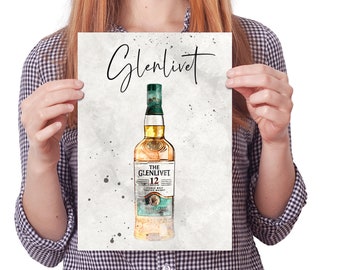 Whisky Wedding Table Numbers, Illustrated Scotch Bottle Plan (Digital Download)