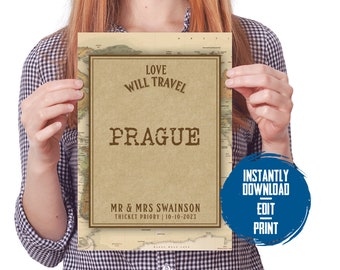 Vintage World Map Wedding Table Number Cards | Travel Theme (Printable Template)