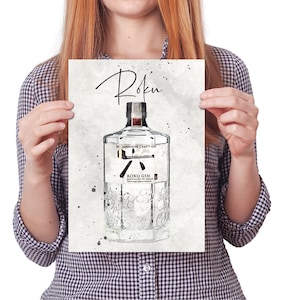 Plan de table de gin, numéros de table de mariage de bouteille de gin, décor de table de mariage de gin, plan de table illustré, téléchargement numérique, Roku Gin