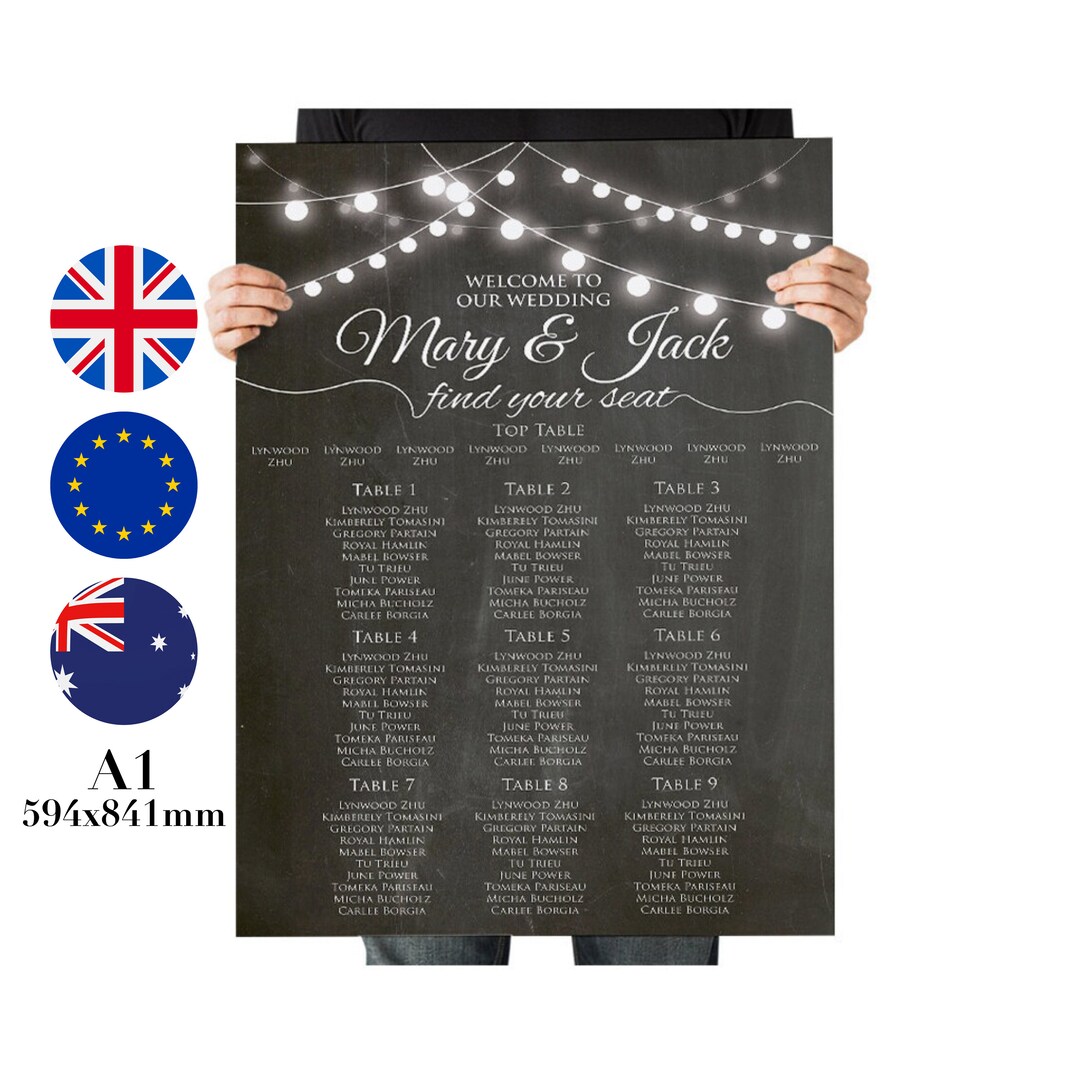 Festoons Table Printable Wedding Chalkboard Festoon Seating Chart, Instant Download ...