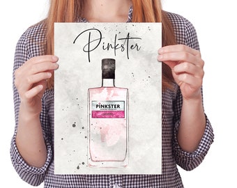 Gin Bottle Wedding Table Numbers, Illustrated Pinkster Gin (Digital Download)