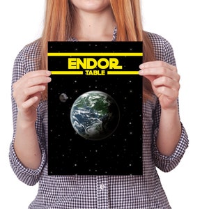Star Wars Endor Wedding Table Number / Name Cards Download, Instant Digital Seating Card Wedding Stationery
