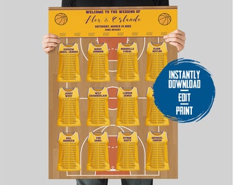 Basketball Wedding Seating Chart | Team Jersey Design (Digital Download)